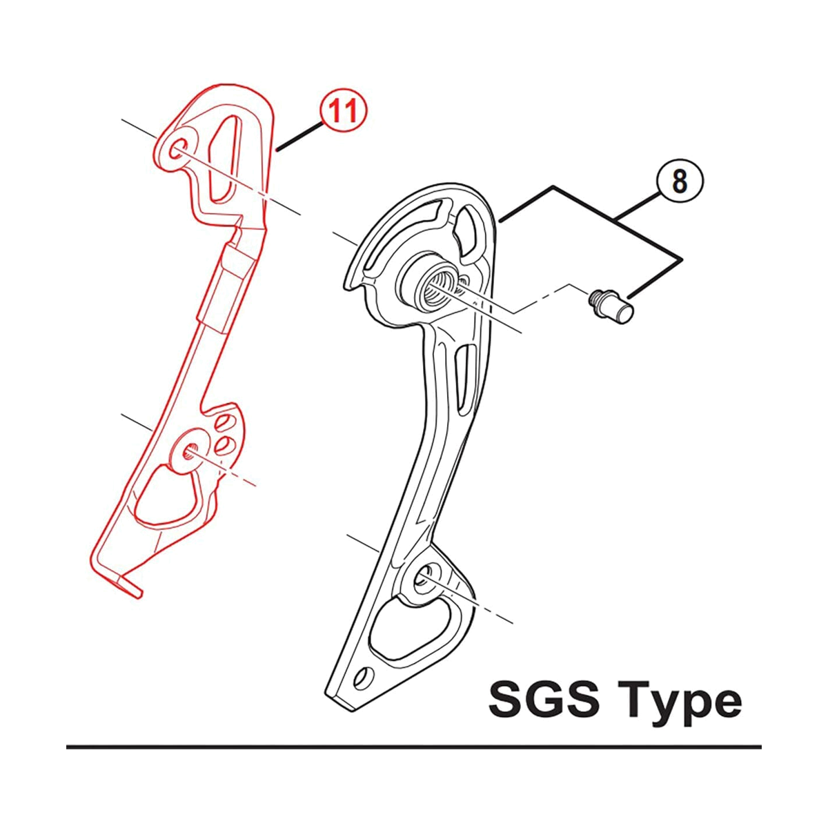 Langes inneres Schaltkäfigblech für SHIMANO XTR RD-M980-SGS Schaltwerk — Originalabbildung vor weißem Hintergrund