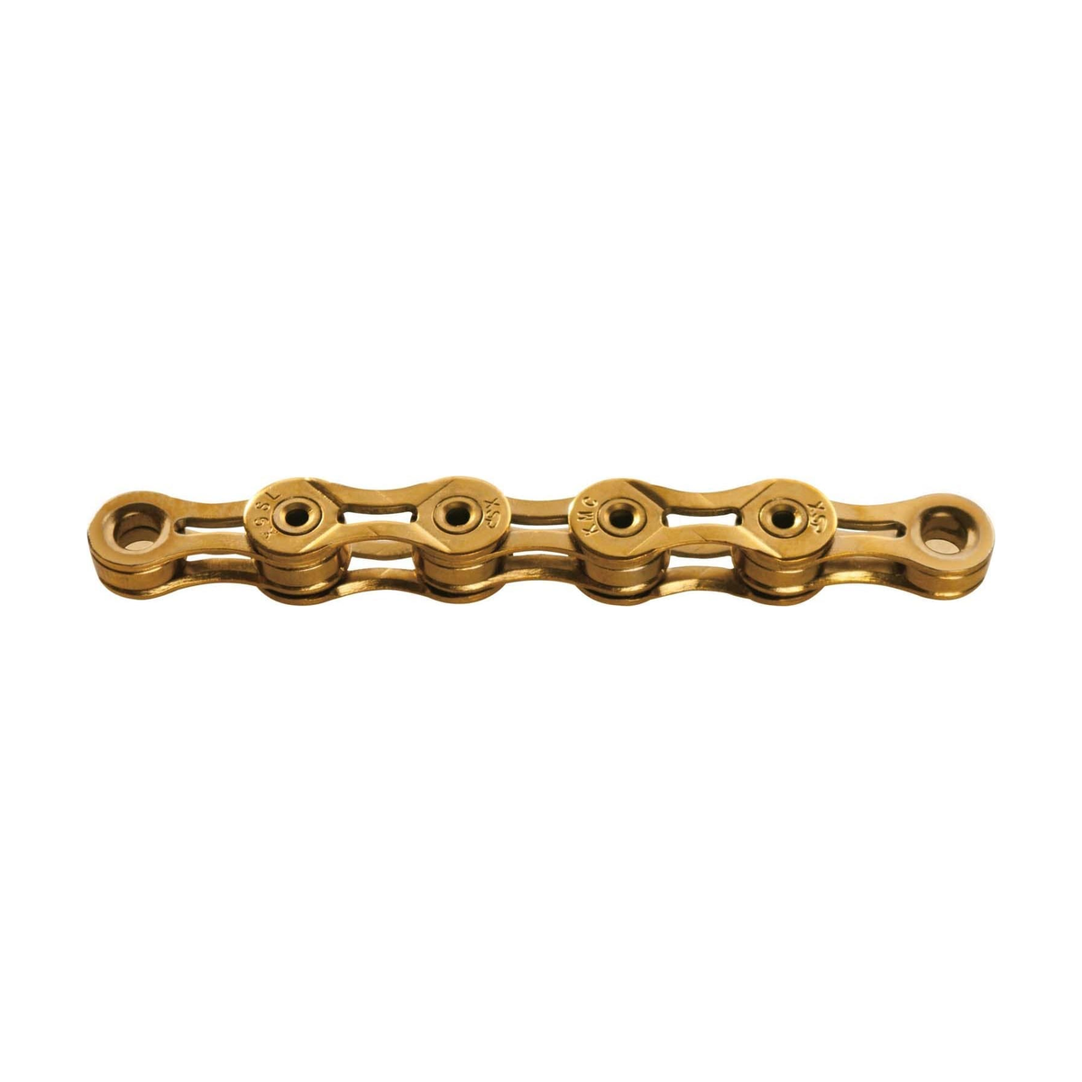 KMC X9SL Ti-N Kette, 9-fach, Gold — Produktfoto vor weißem Hintergrund