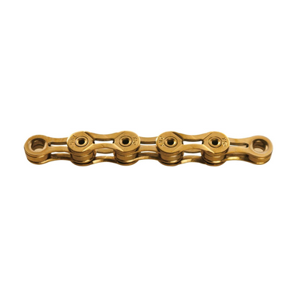 KMC X9SL Ti-N Kette, 9-fach, Gold — Produktfoto vor weißem Hintergrund