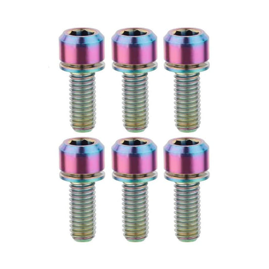 Set mit 6 Titanschrauben für TITLE ST1 / ST2, Oil Slick — Hauptansicht auf weißem Hintergrund