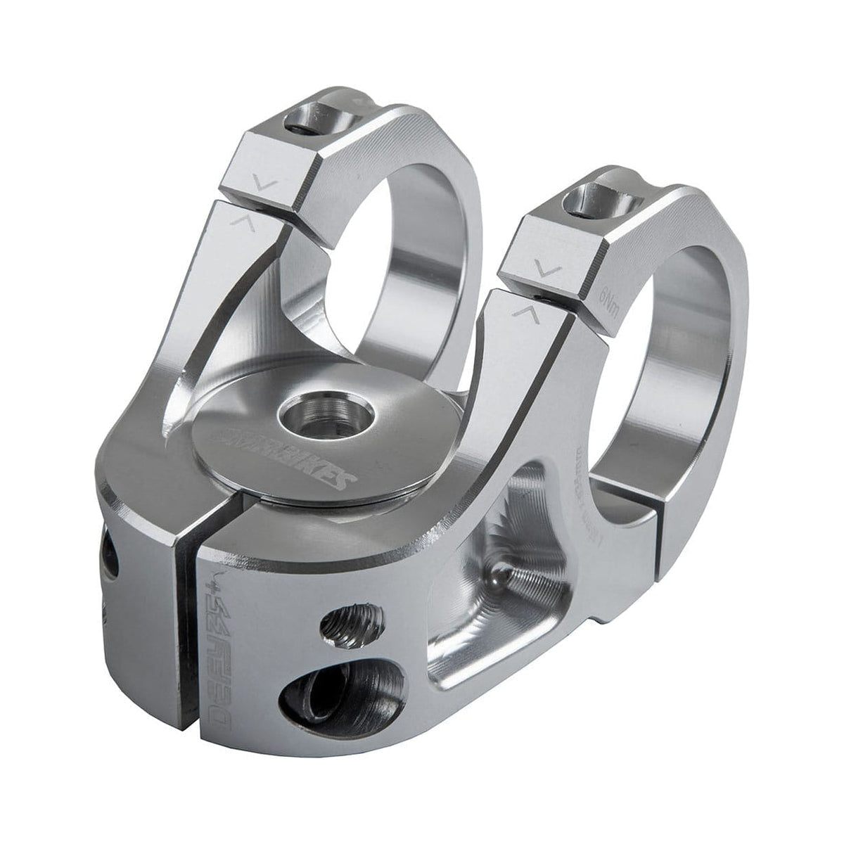 Vorbau DMR DEFY35 mit 5 mm Erhöhung, Silber — Hauptansicht auf weißem Hintergrund