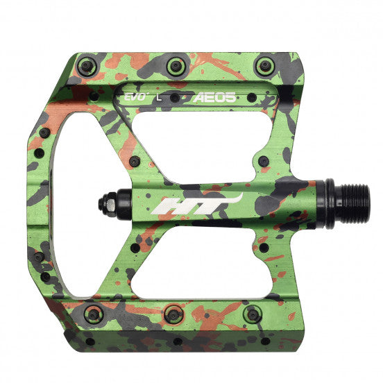 HT COMPONENTS EVO+ AE05 Flache Pedale Camo-Grün