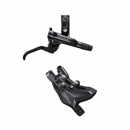 SHIMANO DEORE M6100 J-KIT Bremse — Bremshebel und Bremssattel vor weißem Hintergrund