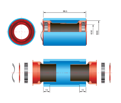 Tretlager FSA PF30 BB30/BB386 Achse 30mm 68-86,5mm