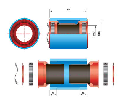 Tretlager FSA PF30 BB30/BB386 Achse 30mm 68-86,5mm