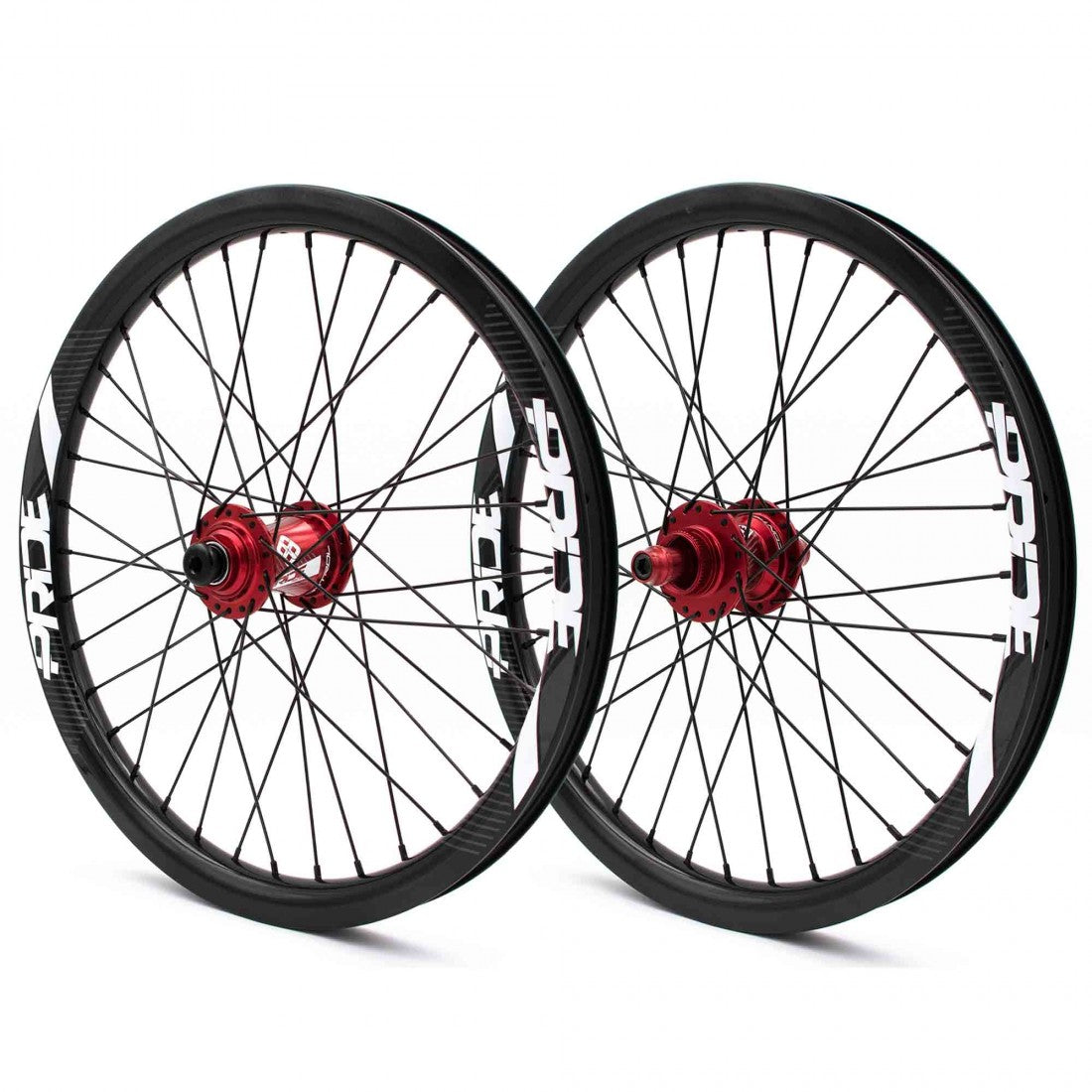 Laufradsatz-Paar PRIDE 20" (406 mm) Carbon Gravity Gloss Disc Pride Control Achsen 20/10 mm Rot