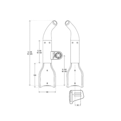 Lenker-Verlängerungen DEDA JET2 HYDRO Alu 315mm Größe S für Blips Shimano