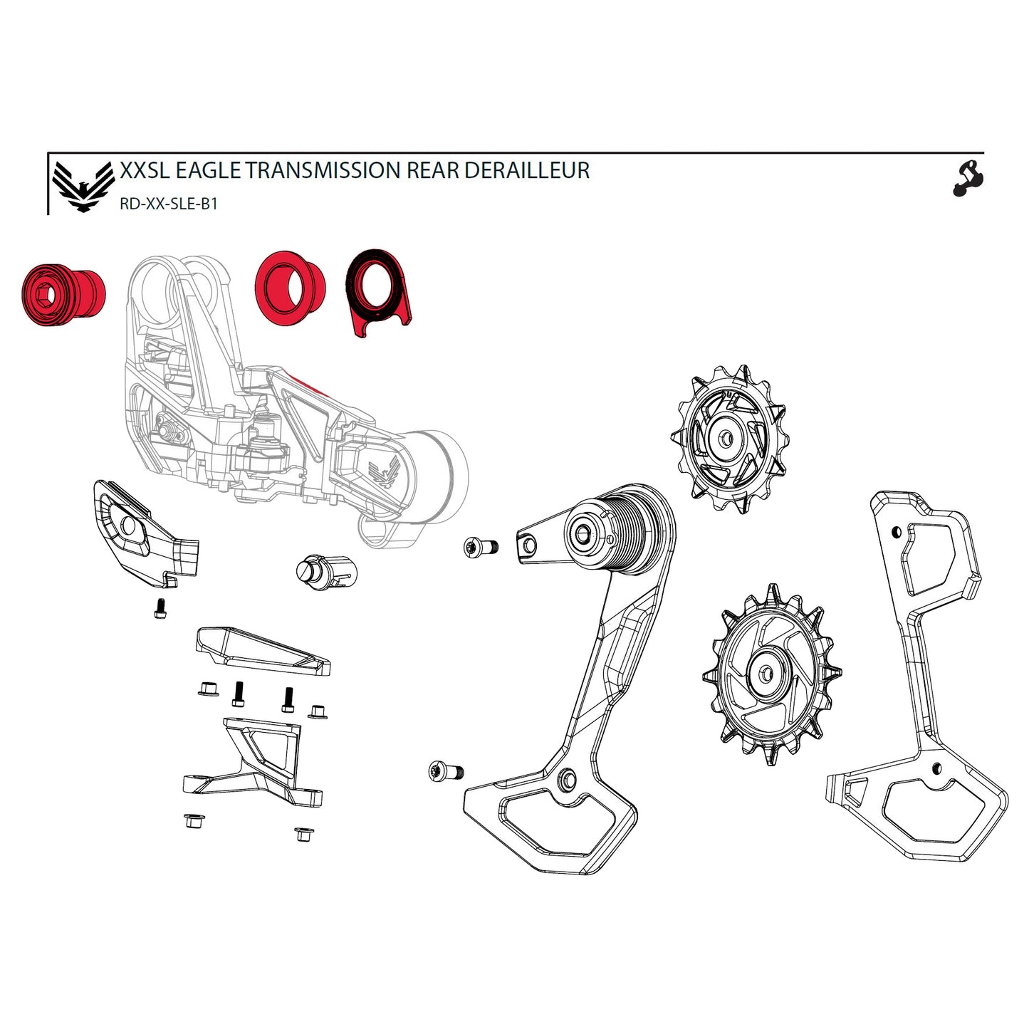 Befestigungsschrauben-Set für SRAM XX-SL T-TYPE EAGLE AXS-Schaltwerk