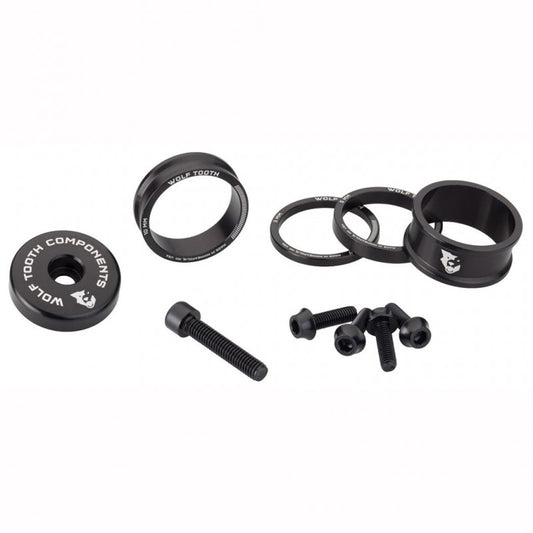 WOLFTOOTH BLING KIT Schwarz Abstandshalter, Vorbaukappe und Schrauben